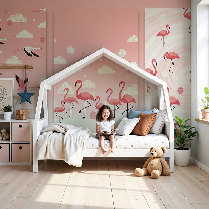 Barntapet | Flamingos och mjuka moln