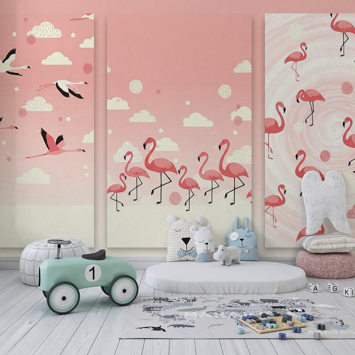 Barntapet | Flamingos och mjuka moln