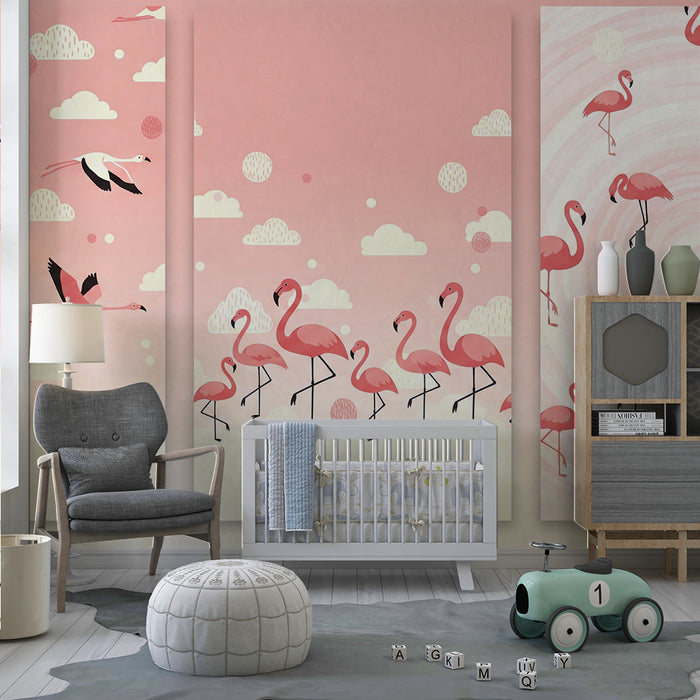 Barntapet | Flamingos och mjuka moln