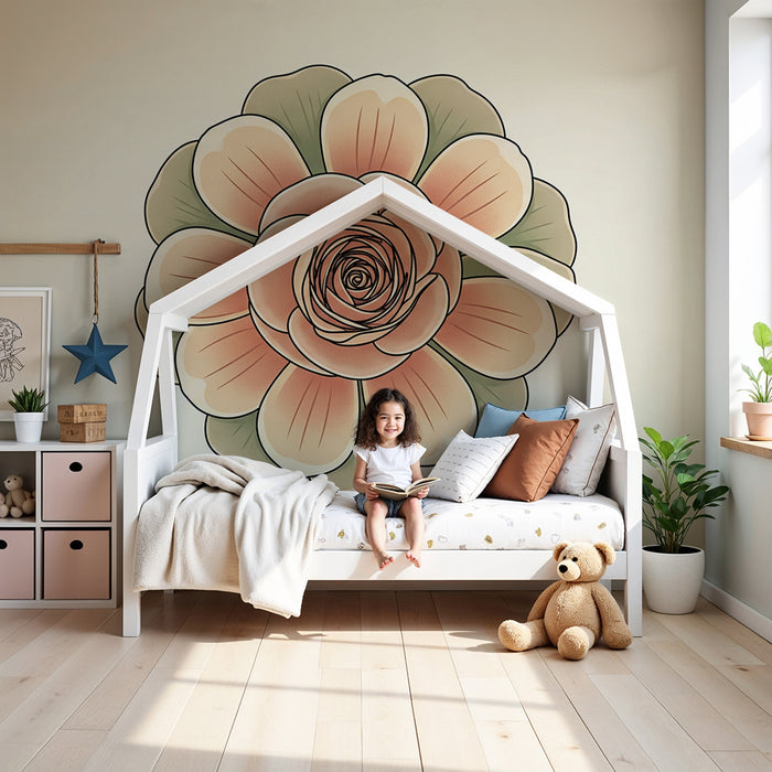Papel pintado para habitación infantil | Flor en tonos suaves