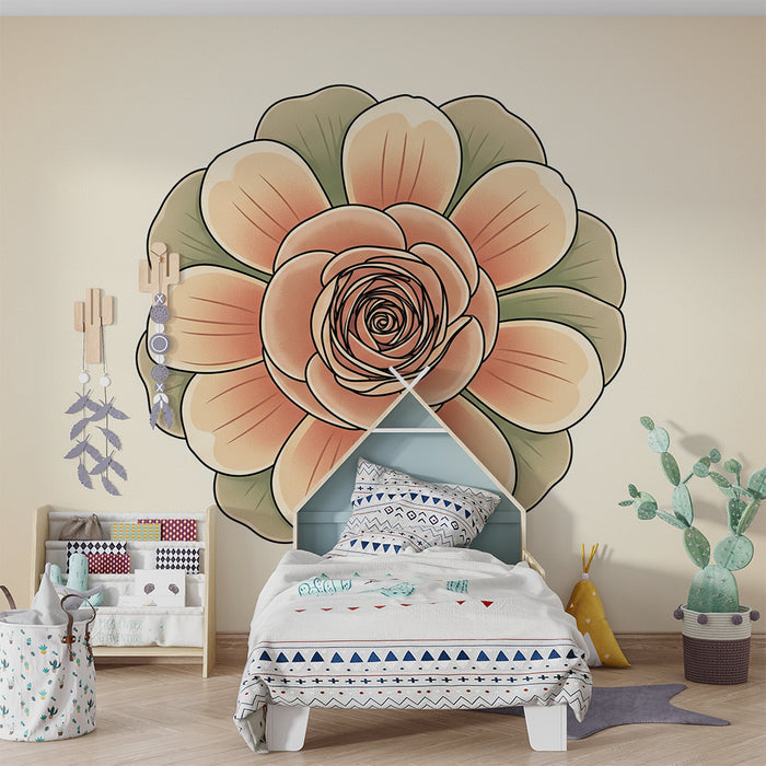 Papel pintado para habitación infantil | Flor en tonos suaves