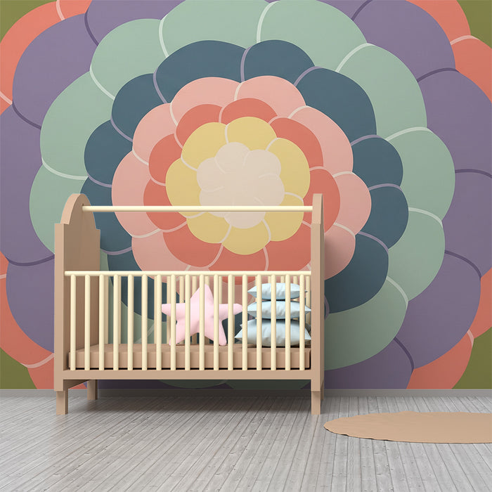 Babyværelses-tapet | Blomstermønster i bløde og beroligende farver