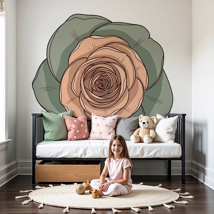 Papel pintado para habitación infantil | Flores delicadas en tonos suaves y relajantes
