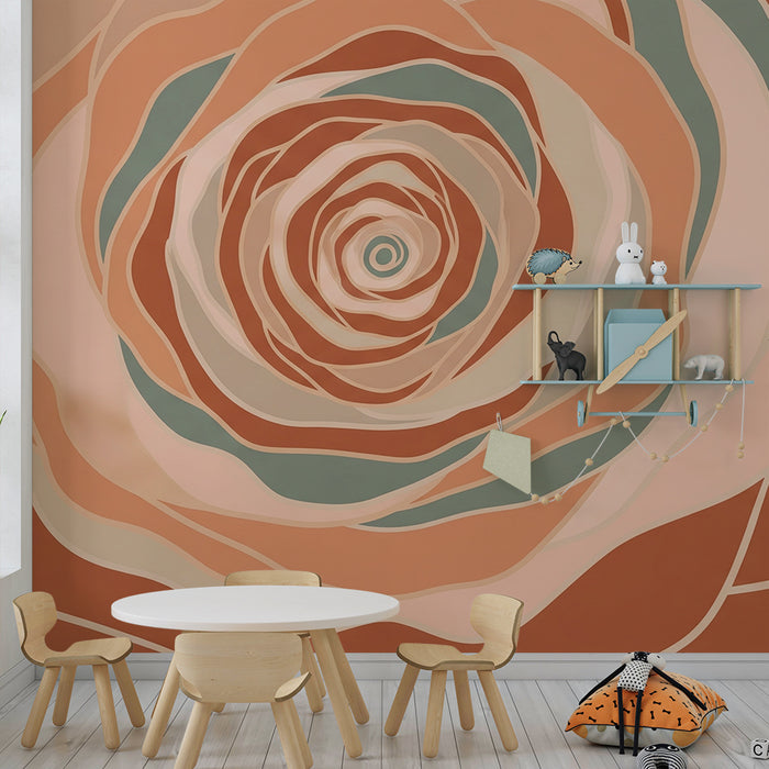 Papel pintado para habitación infantil | Flores estilizadas en tonos suaves y cálidos
