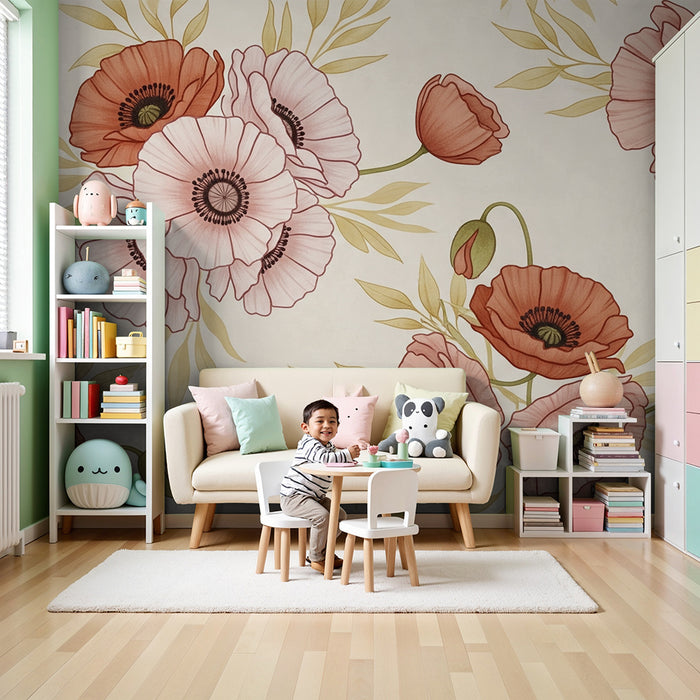 Papel de parede quarto bebê | Flores em tons pastel