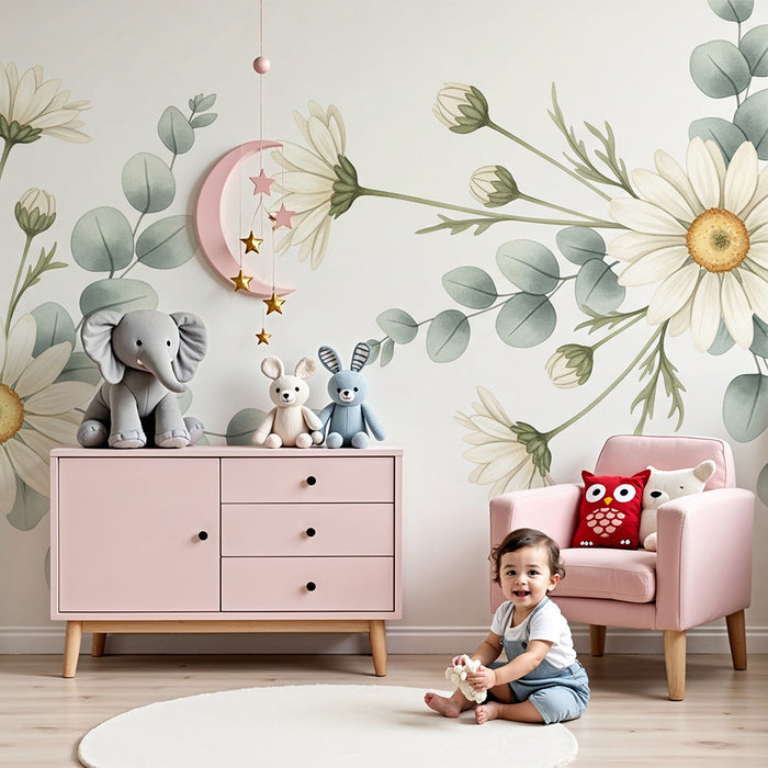 Papel de parede quarto bebê | Cvijeće s pozadinom u bež tonovima