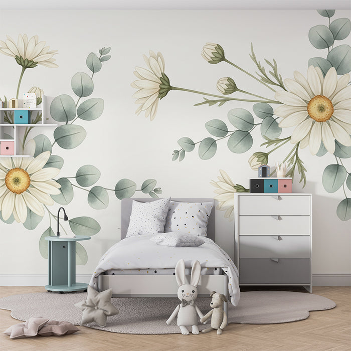 Papel de parede quarto bebê | Cvijeće s pozadinom u bež tonovima