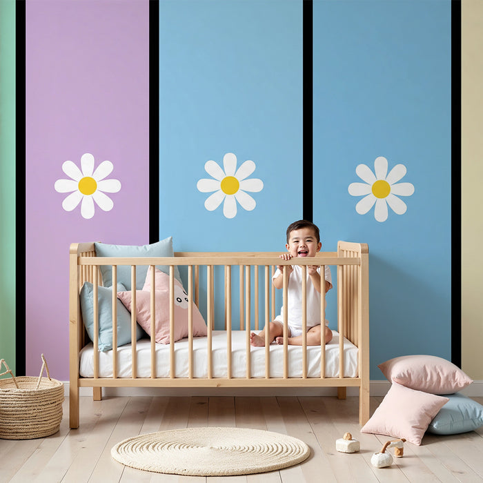 Babyromspapir | Hvite blomster på myk pastellbakgrunn