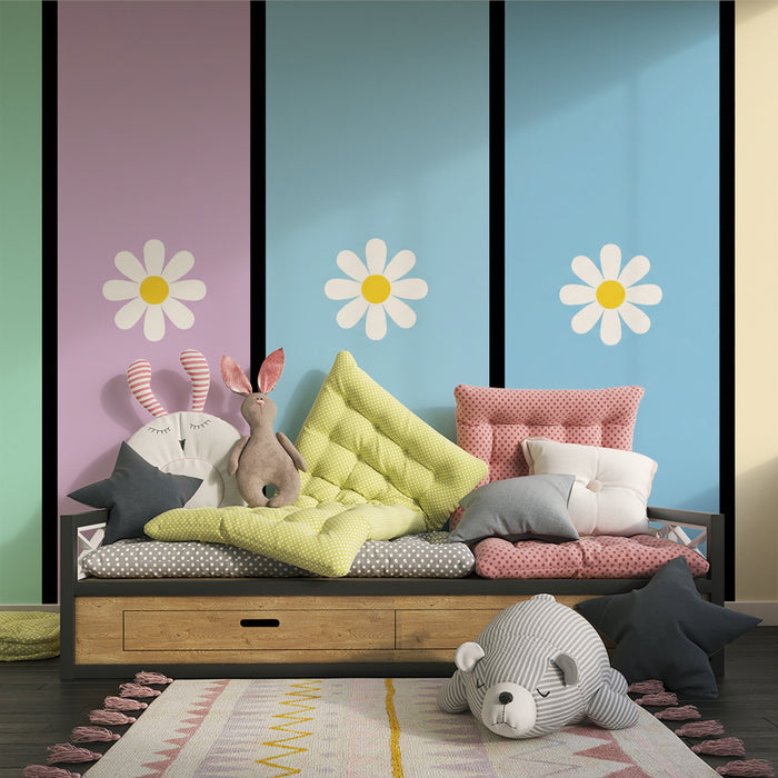Babyromspapir | Hvite blomster på myk pastellbakgrunn