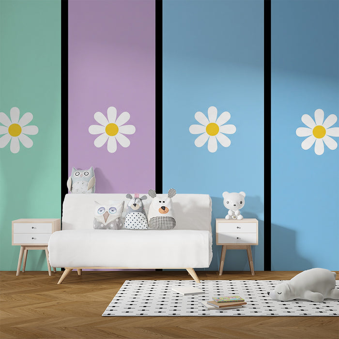 Babyromspapir | Hvite blomster på myk pastellbakgrunn