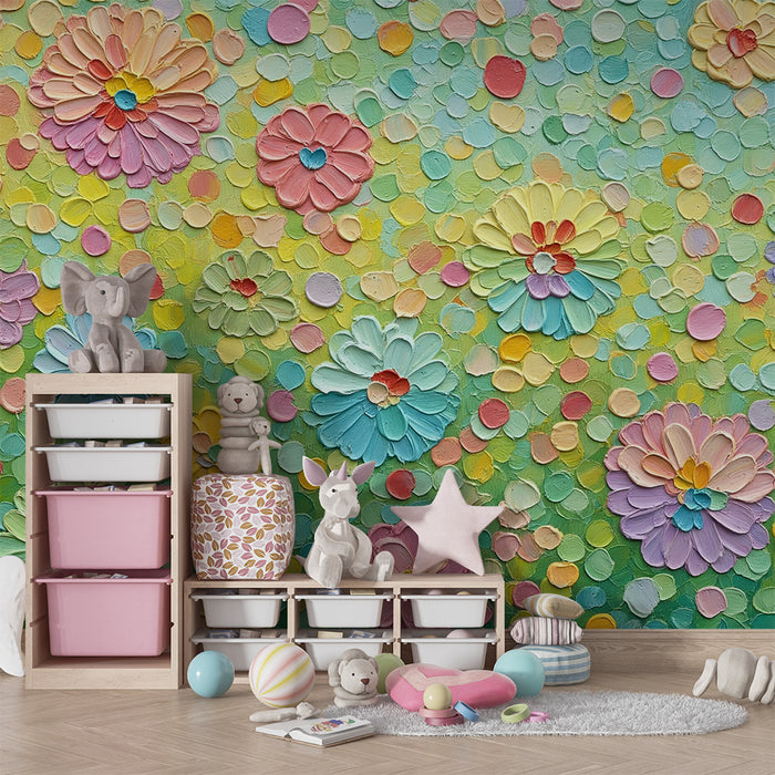 Papel de parede quarto bebê | Barviti cvetovi in nežni vzorci za veselo vzdušje