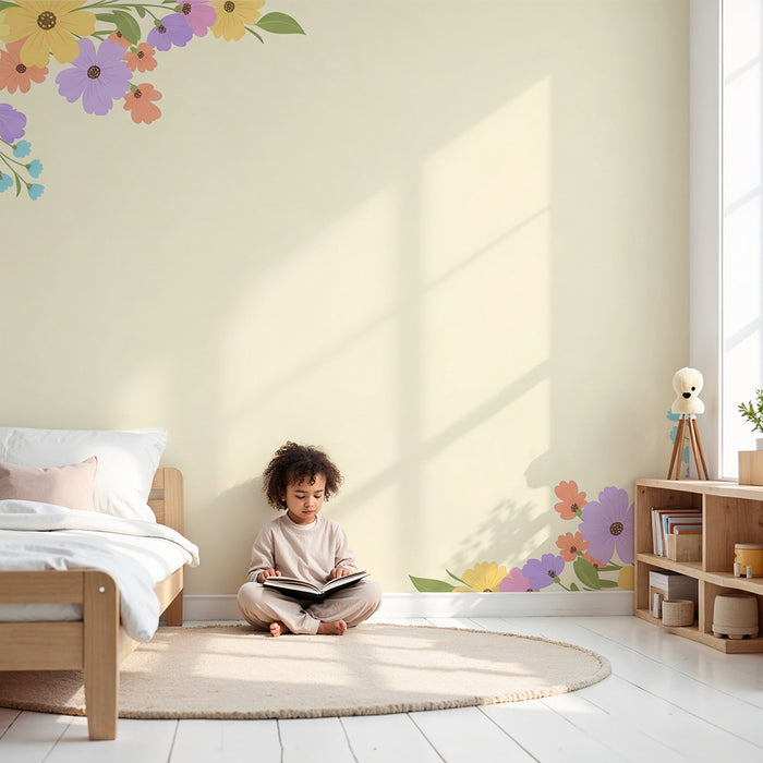 Barntapet | Färgglada blommor på mjuk bakgrund