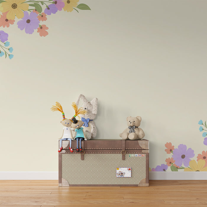 Barntapet | Färgglada blommor på mjuk bakgrund