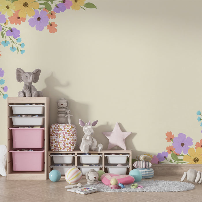Barntapet | Färgglada blommor på mjuk bakgrund