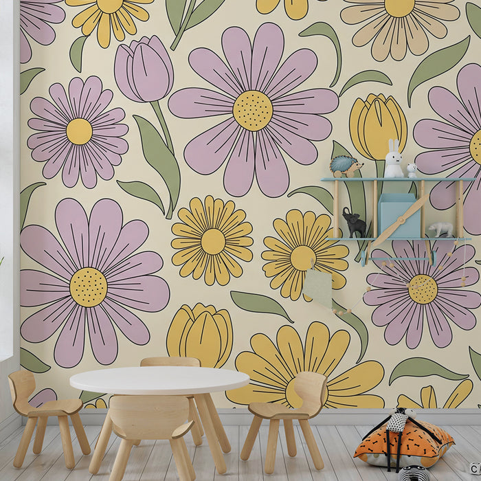 Babyromspapir | Fargerike blomster på myk bakgrunn for en vårlig stemning
