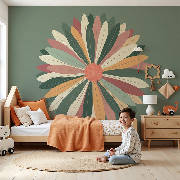 Laste toapaber | Elavad lilled rahustaval rohelisel taustal