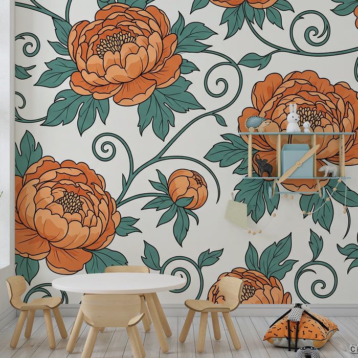 Babyromsveggtapet | Appelsinblomster og frodig løvverk