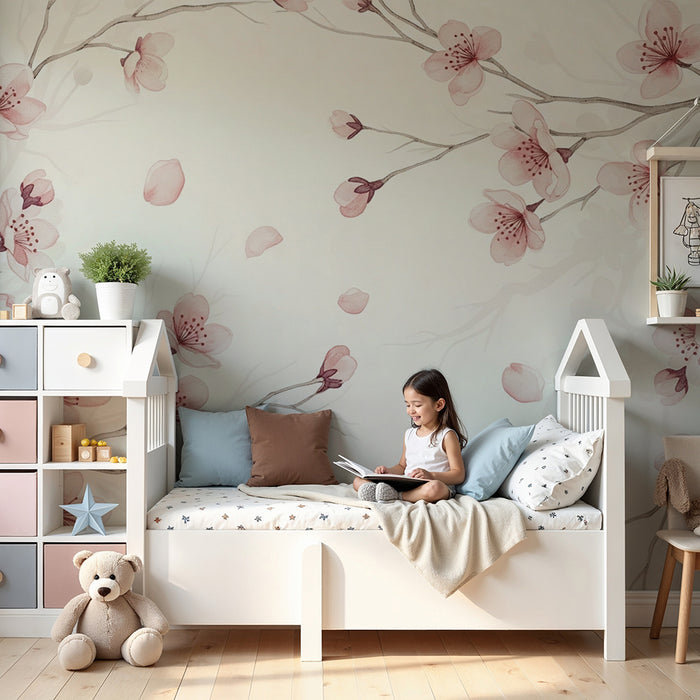 Børneværelse tapet | Delikate kirsebærblomster