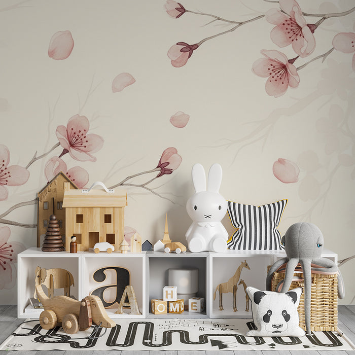 Børneværelse tapet | Delikate kirsebærblomster