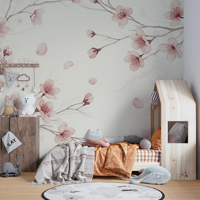 Børneværelse tapet | Delikate kirsebærblomster