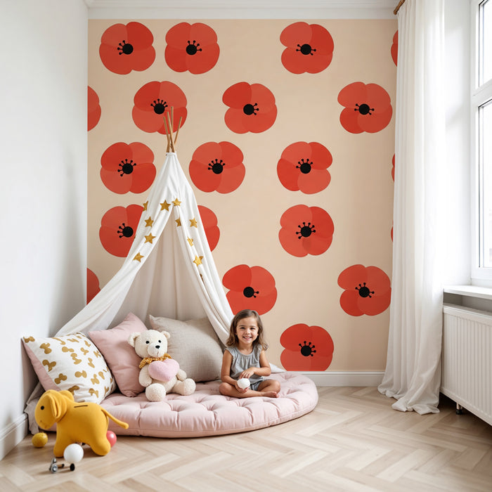 Papier de parede pre detsku izbu | Makové kvety na jemnom pozadí