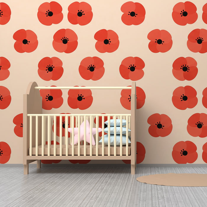 Papier de parede pre detsku izbu | Makové kvety na jemnom pozadí
