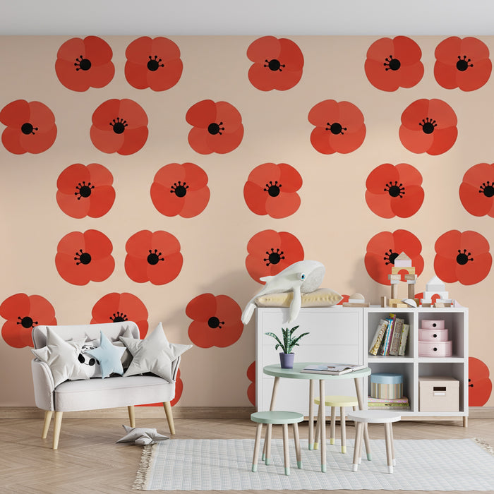 Papier de parede pre detsku izbu | Makové kvety na jemnom pozadí
