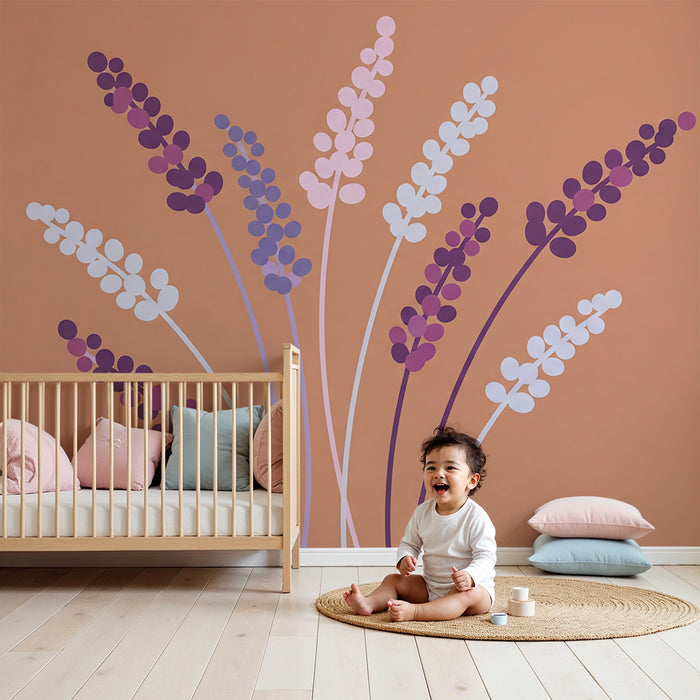 Nursery room wallpaper | Lavender flowers on soft background