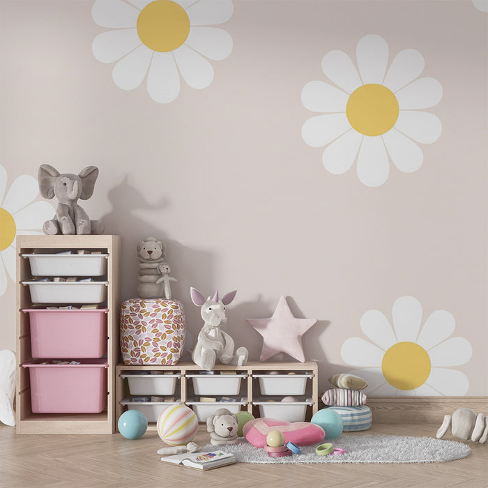 Papel de parede quarto bebê | Margarida flores em fundo suave