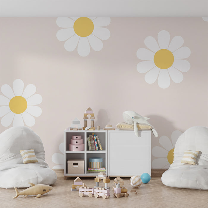 Papel de parede quarto bebê | Margarida flores em fundo suave