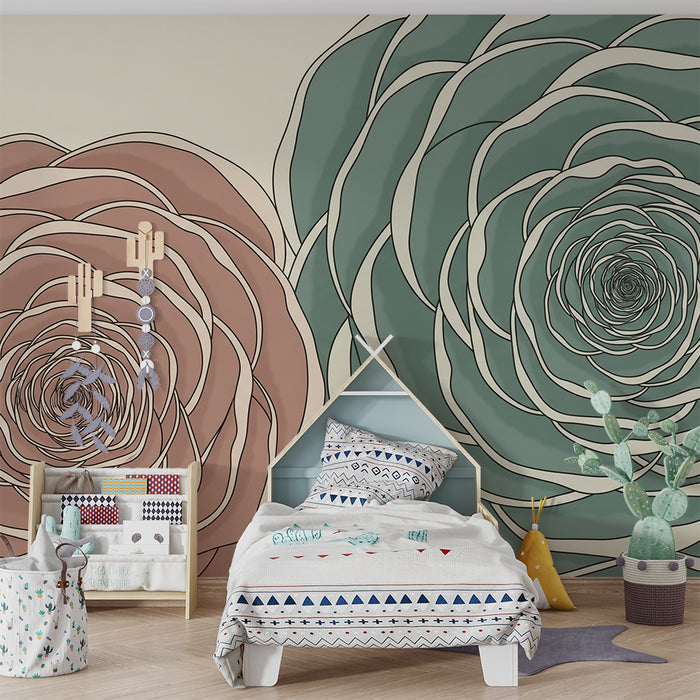 Papier peint chambre bébé | Fleurs délicates aux teintes douces