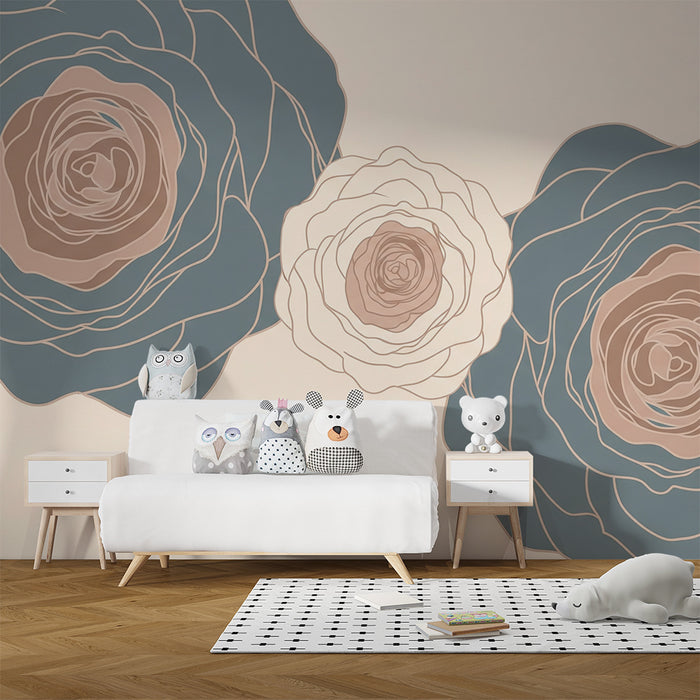 Papier peint chambre bébé | Fleurs délicates aux teintes douces et apaisantes