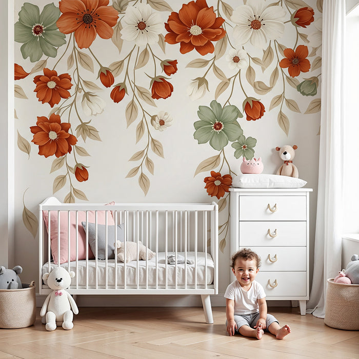 Tapet za detska staq | Delikatni tsvetia s nezhni i topli tsvetove