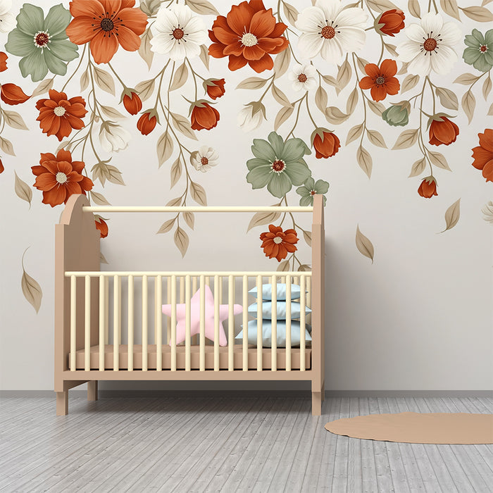Tapet za detska staq | Delikatni tsvetia s nezhni i topli tsvetove