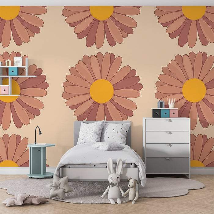Papier peint chambre bébé | Fleurs délicates aux tons doux sur fond pastel