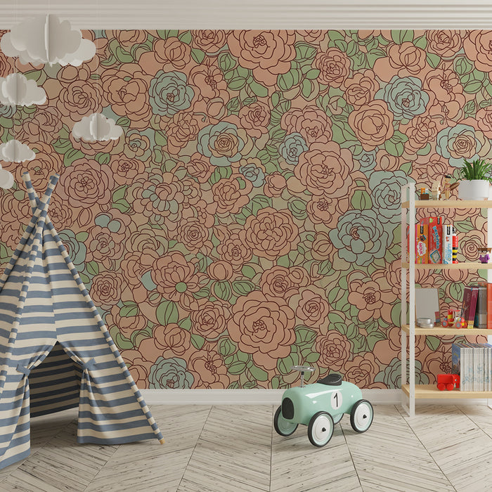 Papel pintado infantil | Flores delicadas en tonos pastel