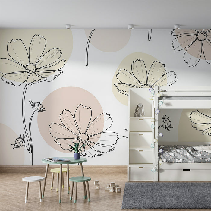 Papier de parede soba za bebe | Delikatni cvjetni uzorak s nježnim oblicima