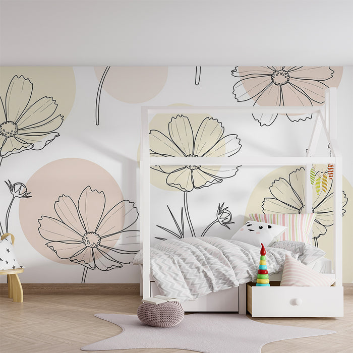 Papier de parede soba za bebe | Delikatni cvjetni uzorak s nježnim oblicima