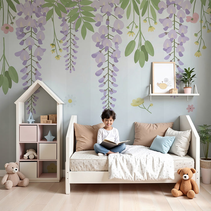 Carta da parati bambini | Fiori delicati e atmosfera dolce