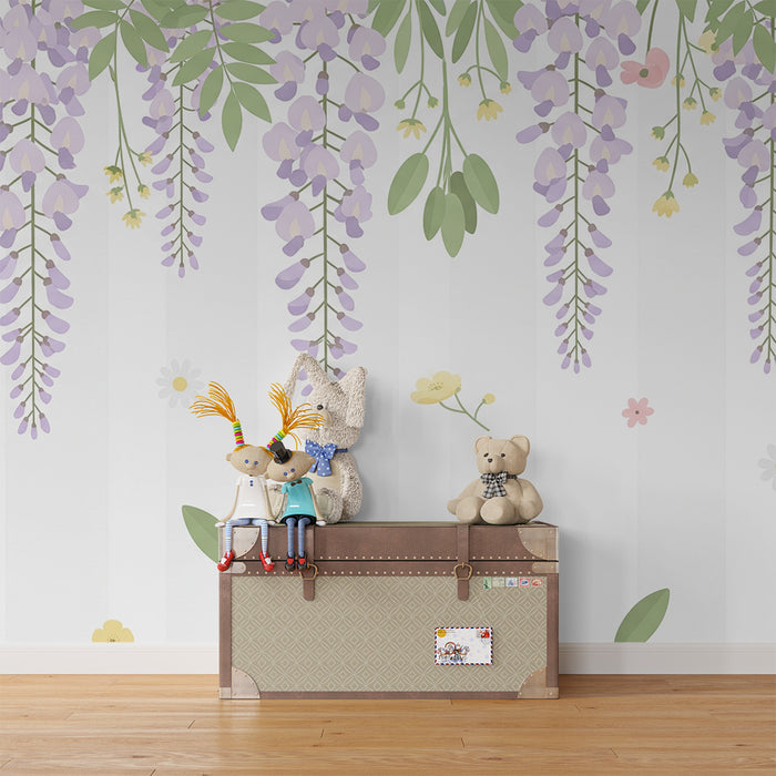 Carta da parati bambini | Fiori delicati e atmosfera dolce