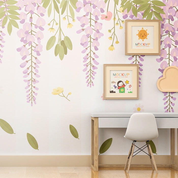 Carta da parati bambini | Fiori delicati e atmosfera dolce