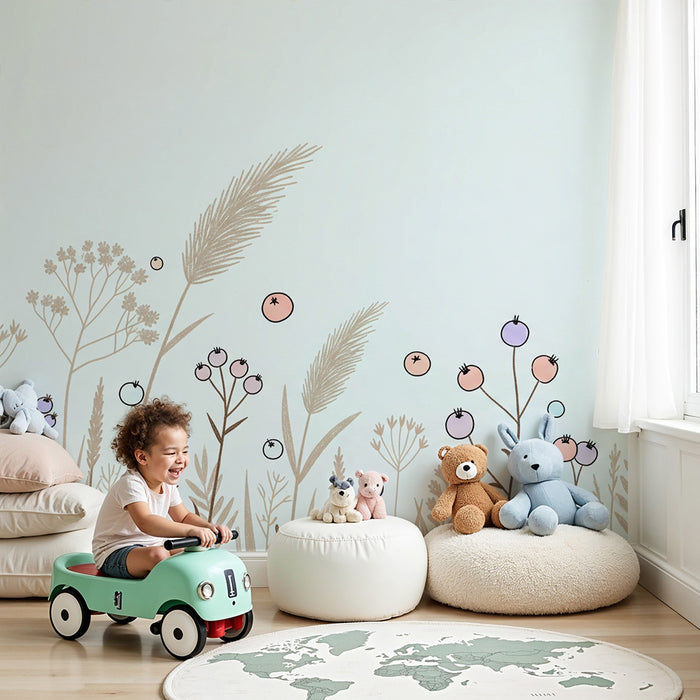 Papier de parede izba pre bábätká | Jemné kvety a farebné bobule
