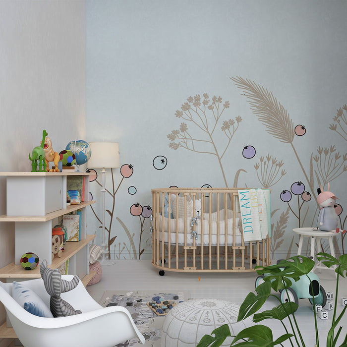 Papier de parede izba pre bábätká | Jemné kvety a farebné bobule
