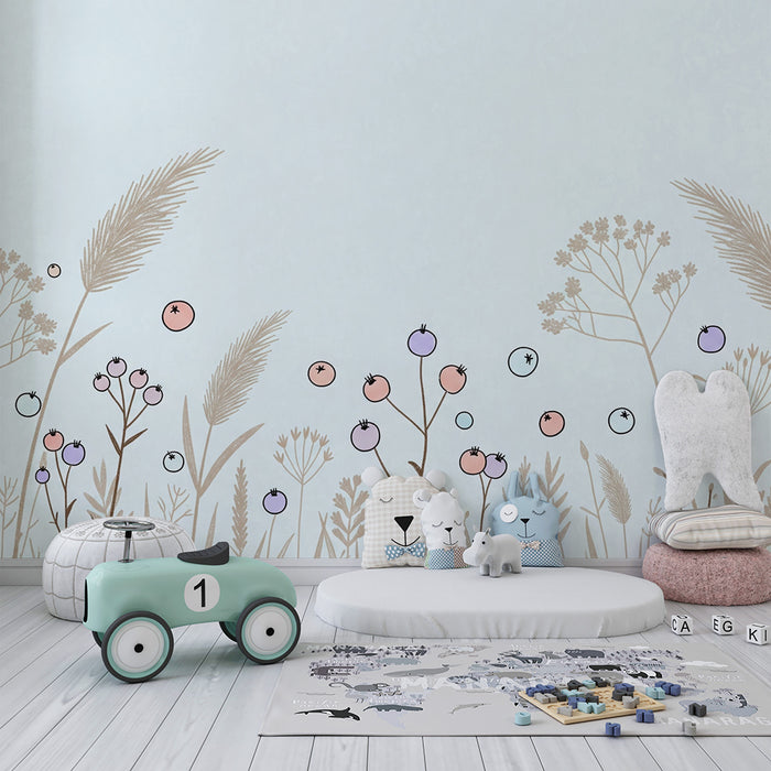 Papier de parede izba pre bábätká | Jemné kvety a farebné bobule
