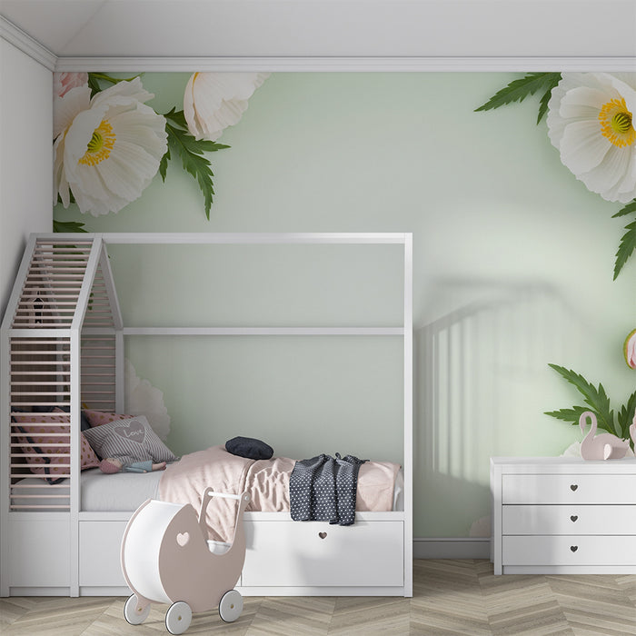 Papier peint chambre bébé | Fleurs délicates et couleurs douces pour une ambiance apaisante