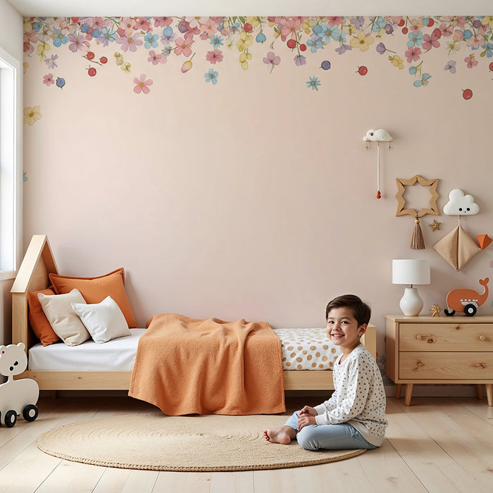 Papier peint chambre bébé | Fleurs délicates et couleurs pastel pour une ambiance douce