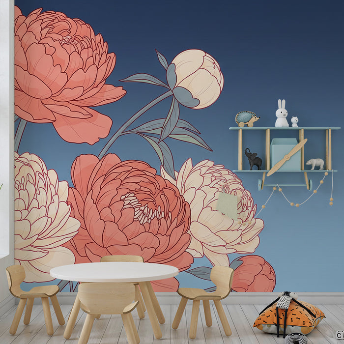 Nursery room wallpaper | Delicate flowers and soothing gradient