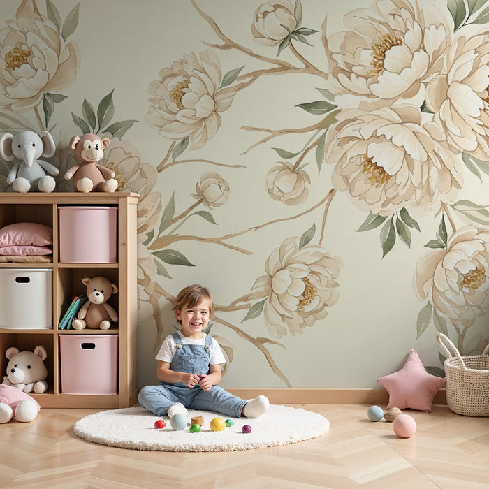 Papel de parede quarto bebê | Flores delicadas e suaves