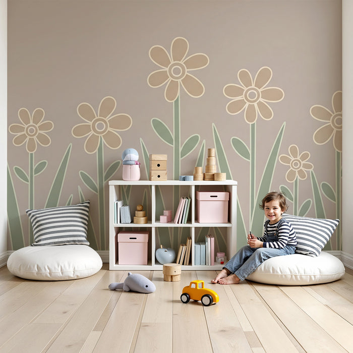 Carta da parati bambini | Fiori delicati e dolcezza pastello