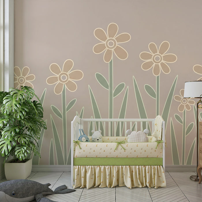 Carta da parati bambini | Fiori delicati e dolcezza pastello